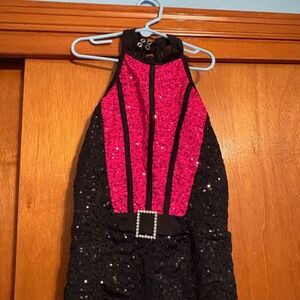 Weissman Fuchsia and Black Sequin Kids Dance Costume